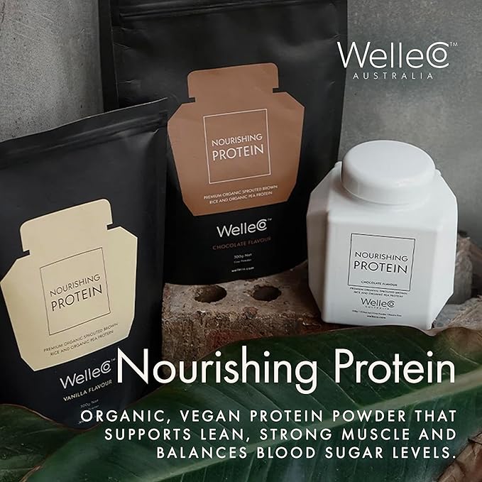 WelleCo Plant-Based Chocolate Protein Powder Organic Brown Rice &amp Pea Blend 16g Protein per Serving Dairy-Free Supplement for Energy Recovery &amp Daily Nutrition 35.2 oz
