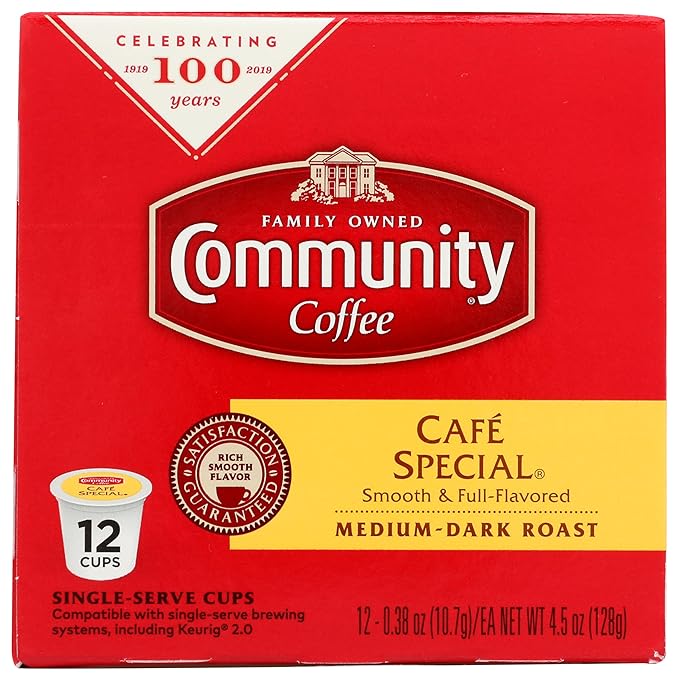 Community Coffee Cafe Special 12 Count Single Serve Coffee Pods Medium Dark Roast Compatible with Keurig K-cup Brewers 12 Count (Pack of 1)