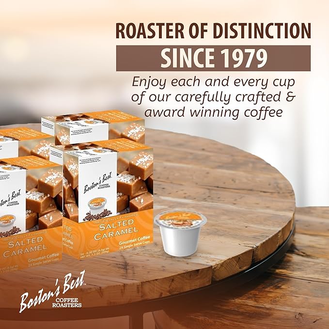 Boston’s Best - Salted Caramel Flavored Delicious Gourmet Coffee Compatible with Keurig Coffee Maker 24 Count (Pack of 4)