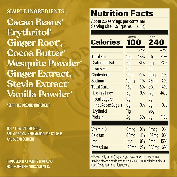 THE GOOD CHOCOLATE – Ginger Dark Chocolate Bars with Zero Sugar &amp Lower Net Carbs – Keto Chocolate Bar with Lower Calories All Natural and Non-GMO Keto Snacks 2.5 oz (2 Bars Starter Pack)