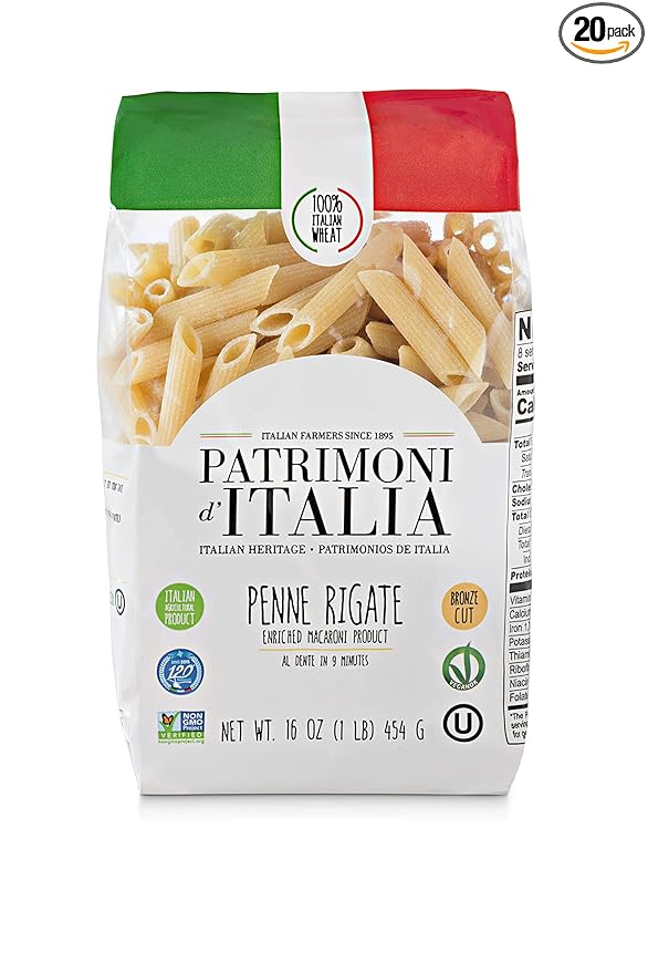 Patrimoni d'Italia Penne Rigate 1 Pound (Pack of 20)