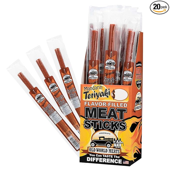 Old World Meats Meat Sticks 110 Calories Keto Low Carb 1g Sugar Fuelings 20 Pack 1 ounce sticks (Mandarin Teriyaki)