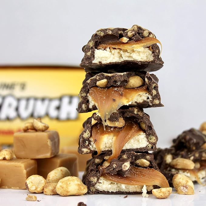 FITCRUNCH Snack Size Protein Bars 6-Layer Baked Bar 3g of Sugar &amp Soft Cake Core (18 Bars Caramel Peanut)