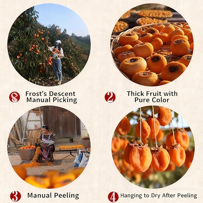 Dried Persimmons Old-fashioned Dr𝐢ed Persimmons 𝐏ers𝐢mmon Organic Whole Dried Persimmon No Sugar Added Dehydrated Unsweetened 𝐃ry Persimon for Snacking &amp Baking (500g-b)