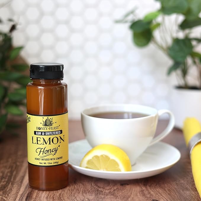 HONEY FEAST Dessert Honey Trio Gift Set – Includes 12oz Lemon Hot and Salted Honey – Perfect for Baking Drizzling Tea and Gourmet Desserts
