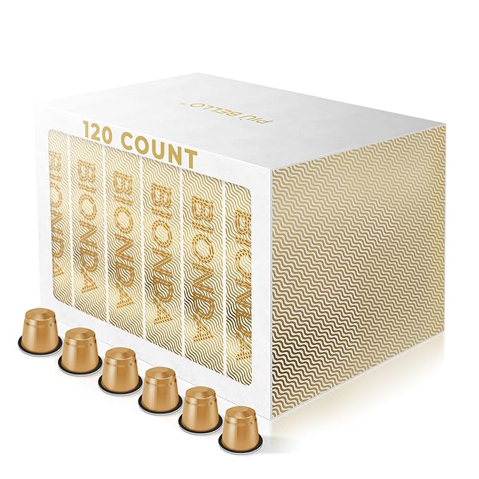 Piu Bello Coffee Pods - Nespresso Machine (Original) Compatible Capsules Pack - Rich &amp Balanced Taste - Strong Italian Espresso Flavored - Kosher Certified (120 Count Single Flavor) (Espresso Bion