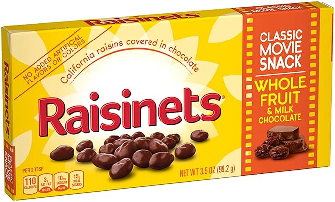 Raisinets Milk Chocolate Covered California Raisins Movie Theater Candy Box 3.1 oz each Bulk 15 Pack