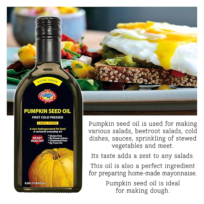 Pumpkin Seed Oil 11.83 OZ - Pure Extra Virgin Unrefined Cold Pressed Vegetable Oil for Cooking