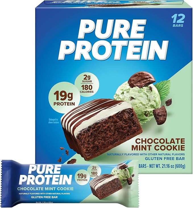 Quest Nutrition Mint Chocolate Chunk Protein Bars 12 Count and Pure Protein Chocolate Mint Cookie Protein Bars 12 Count Bundle