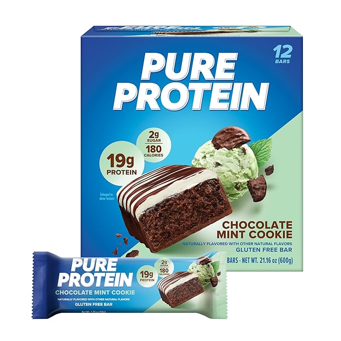 Pure Protein 12 Count Galactic Brownie &amp Chocolate Mint Cookie Protein Bars Bundle | 20g &amp 19g High Protein | Gluten Free | Pre &amp Post Workout | Low Sugar