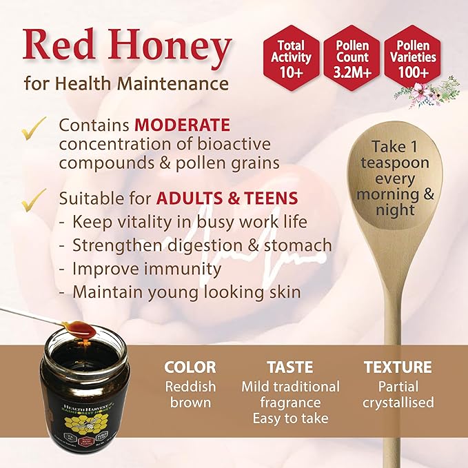 [Gift Choice] Tualang Honey Gift Set | Total Activity 9.5+ to 14+ | Pollen Count 2.4M+ to 6.5M+ | Pollen Varieties 100+ to 200+ | Multiple Awards-Winning (Red)