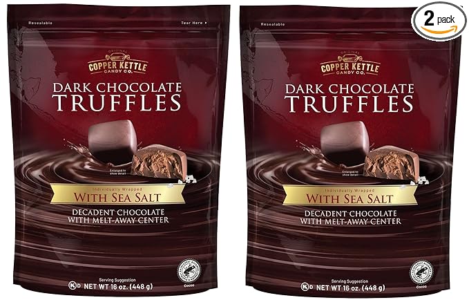 (2 Bags) Original Cooper Kettle Candy Dark Chocolate Truffles With Sea Salt 16 Ounce