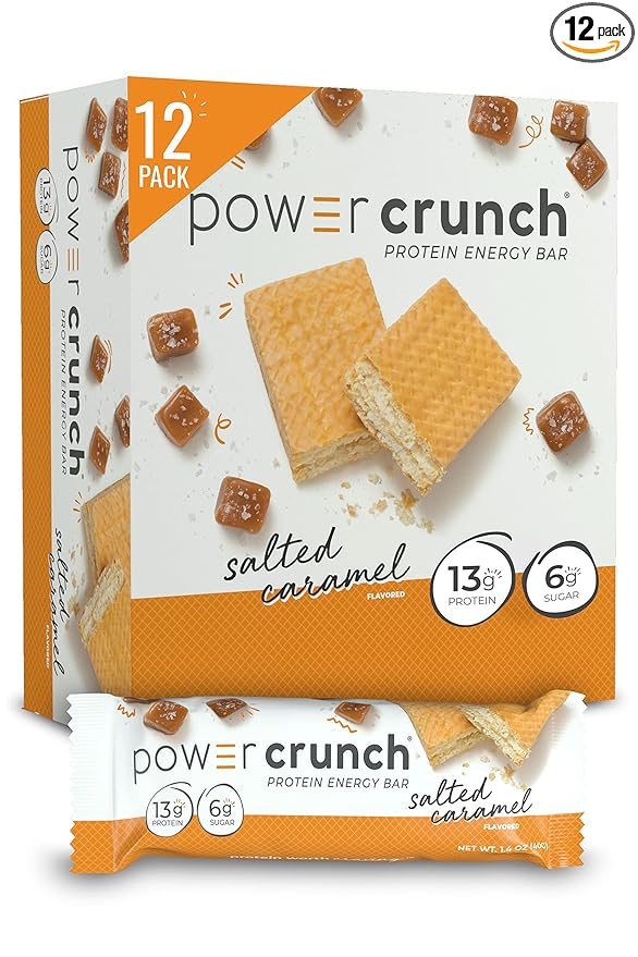 Power Crunch Protein Wafer Bars High Protein Snacks with Delicious Taste Salted Caramel 1.4 Ounce (12 Count)