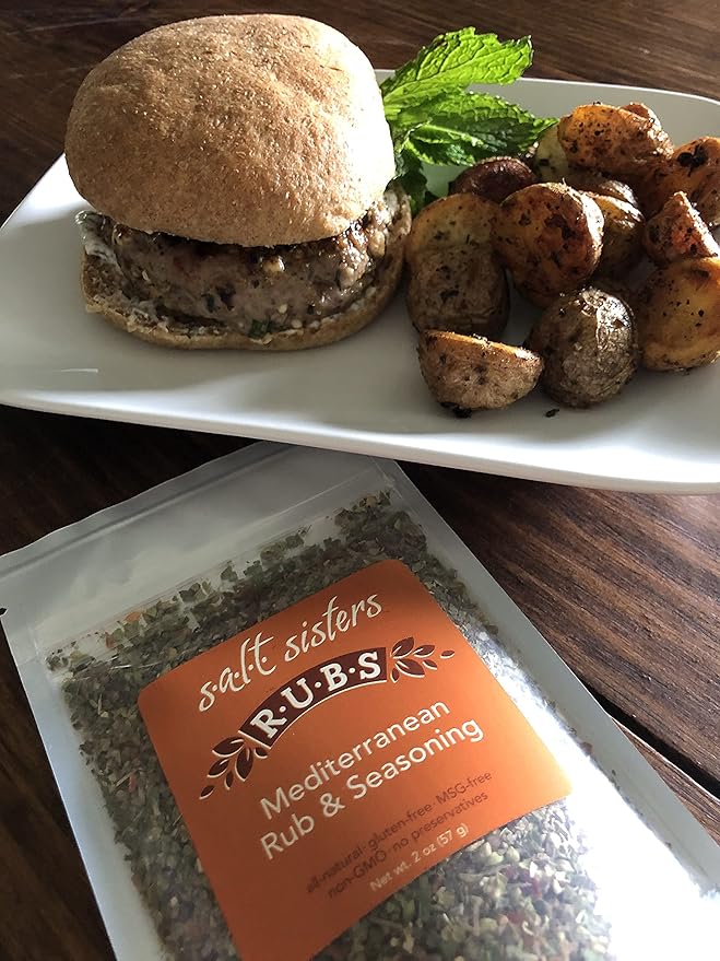 s.a.l.t. sisters Mediterranean Rub &amp Seasoning | All-Natural Gluten Free MSG Free Non-GMO | Dry &amp Wet Rub Seasoning Base | Versatile Use for Chicken Wings Brisket Pulled Pork and More |