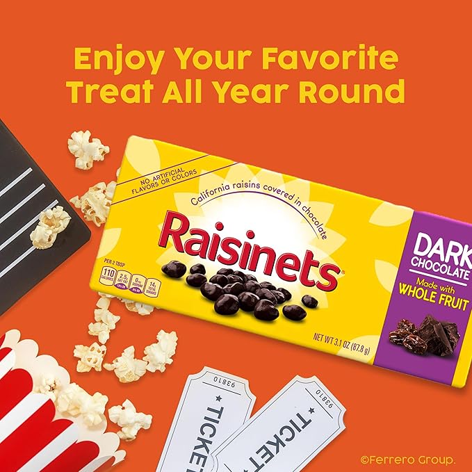 Raisinets Dark Chocolate Covered California Raisins 8.0 oz Resealable Bag Bulk 8 pack