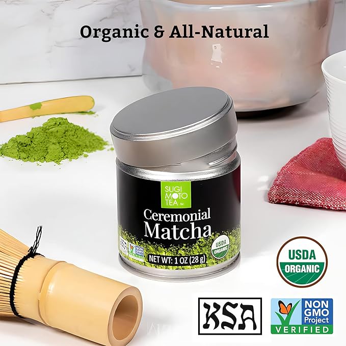 SUGIMOTO TEA Matcha Organic Ceremonial Grade Matcha Powder 1.0 oz (28 g)