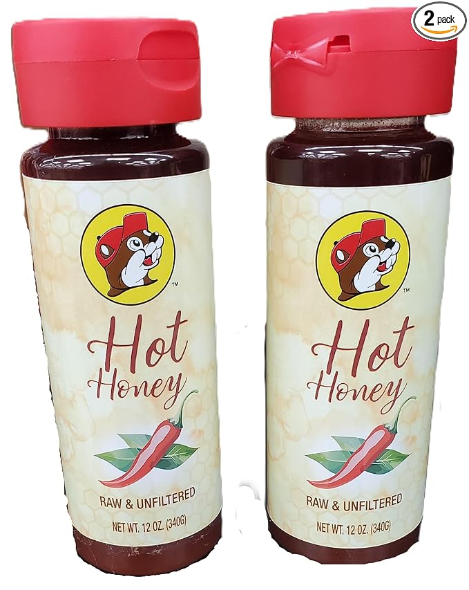 Buc-ee's Offical Honey Mesquite Wildflower Hot Raw Unfiltered Two 12oz = 24 oz - Pure Natural Beaver Travel Center (24oz Hot)