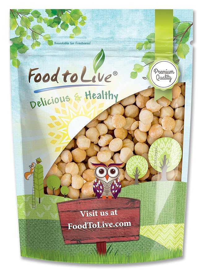 Food to Live Dry Roasted Macadamia Nuts 2 Pounds – Oven Roasted Whole Nuts Unsalted No Oil Added Great Vegan Snack Keto Kosher Bulk. High in Protein and Healthy Fats. Great for Baking