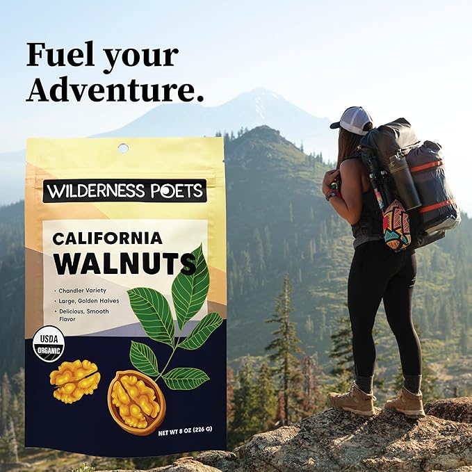 Wilderness Poets California Walnuts - Organic Raw Chandler Heirloom Variety - Golden Blonde Halves Bulk Size (64 Ounce - 4 Pound)