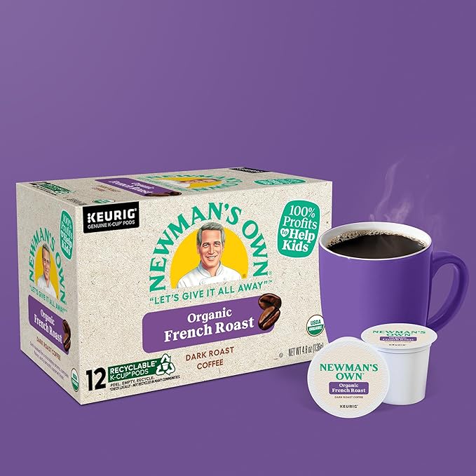 Newman's Own Organics French Roast Keurig Single-Serve K-Cup Pods Dark Roast Coffee 72 Count