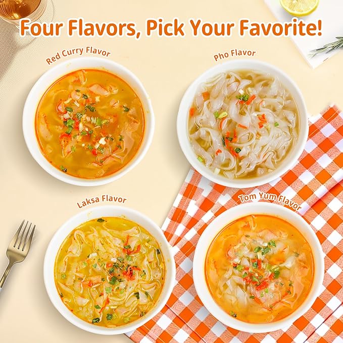 Hethstia High-Protein Ramen Cups &amp Konjac Shirataki Noodle Soup Cups 14 Pack – Pho Spicy Tom Yum Red Curry &amp Laksa Plant-Based Ready-to-Eat Meals
