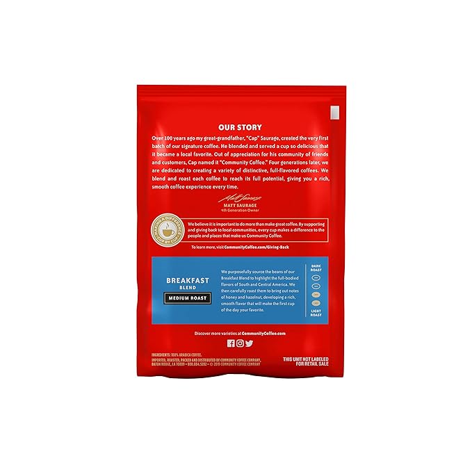 Community Coffee Breakfast Blend Medium Roast Pre-Measured Coffee Packs 3.0 Ounce Each (Pack of 20)