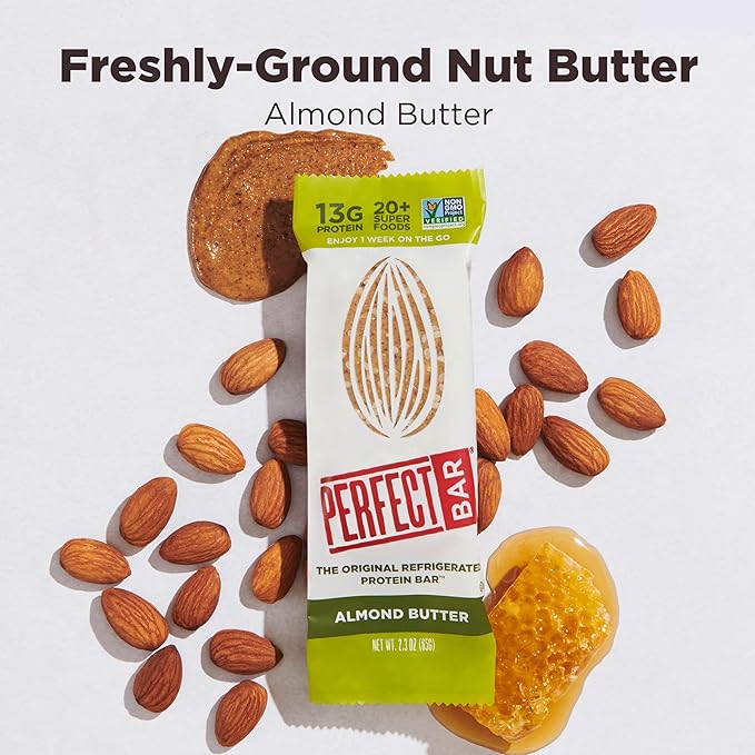 Perfect Bar Original Refrigerated Protein Bar Almond Butter 2.5 Ounce Bar 8 Count (Pack of 3)