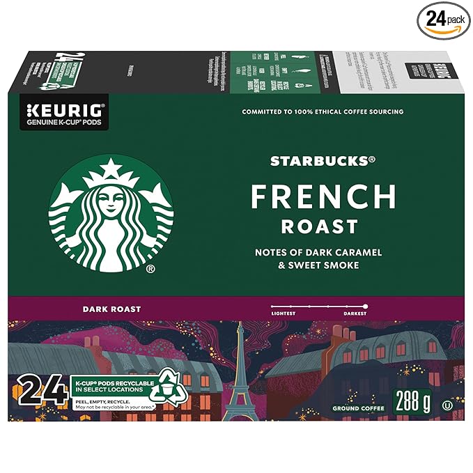 Starbucks French Roast Dark Roast Coffee Single Serve Keurig K-Cup Pods 24 Capsules