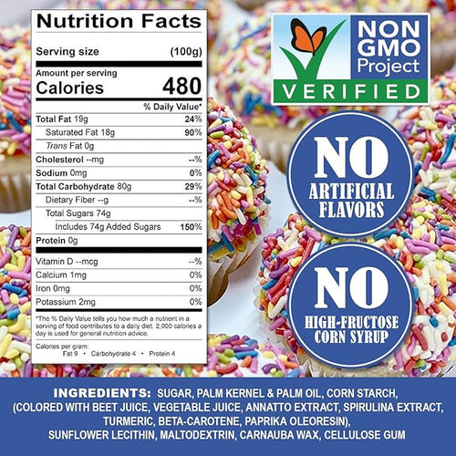 A Great Surprise Dye-Free Rainbow Sprinkles – 1.6 Pounds - Natural Vegan Baking Toppings with No Artificial Dyes or Flavors – Non-GMO Jimmies for Cookies Cakes Ice Cream &amp Cupcakes