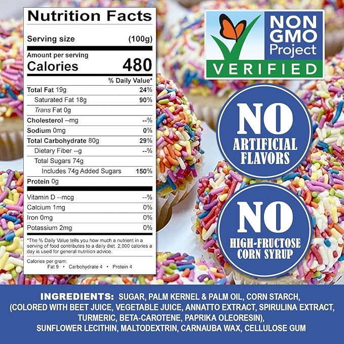 A Great Surprise Dye Free Rainbow Sprinkles - 1.5 Pounds - All Natural - Vegan Sprinkles for Baking Ice Cream Cookies Cupcakes