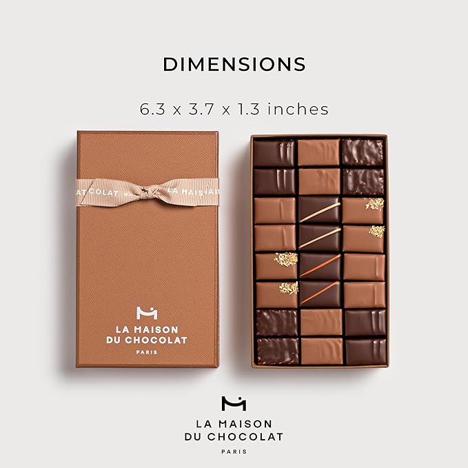 LA MAISON DU CHOCOLAT Pralines Gift Box Gourmet Milk and Dark French Chocolate Gift Box (24 Pieces)