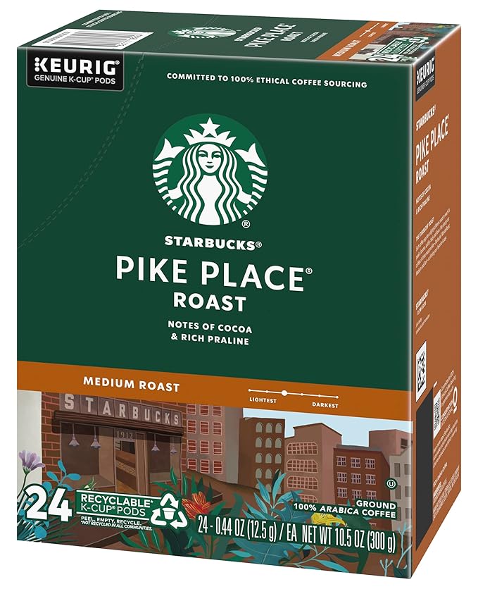 Starbucks Pike Place Roast Coffee K-Cup Portion Packs for Keurig Brewers 72 Count (3 boxes of 24 K-Cups)
