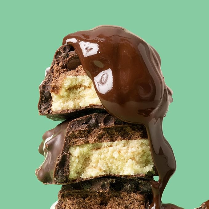 FITCRUNCH Snack Size Protein Bars World’s Only 6-Layer Baked Bar 3g of Sugar &amp Soft Cake Core (18 Bars Mint Chocolate Chip)