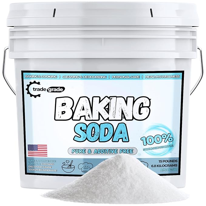 TradeGrade Pure Baking Soda Powder – 15 lb Bucket Sodium Bicarbonate Powder | Premium Food-Grade for Baking Bread Cookies &amp More | Baking Soda for Cleaning Natural Cleaner &amp Deodorizer