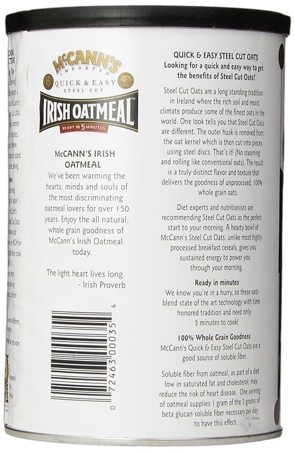 McCann's Steel Cut Irish Oatmeal Quick &amp Easy 24 oz (Pack of 6)