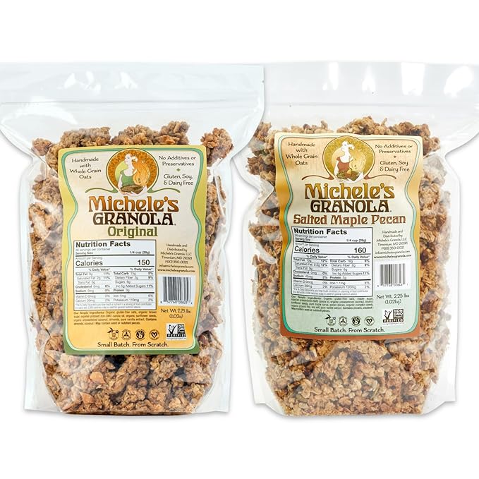 Michele's Granola Original and Salted Maple Pecan 36oz Resealable Bags Pack of 2
