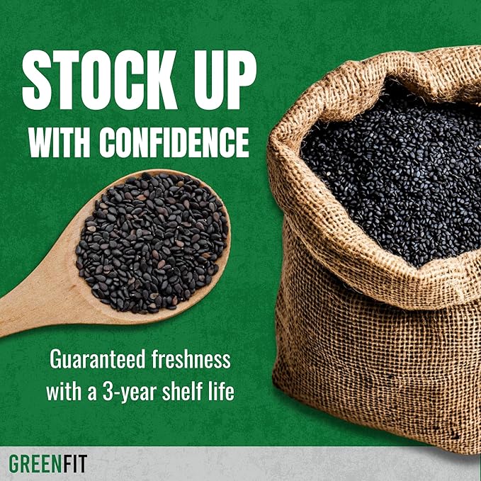 Greenfit Black Sesame Seeds - 10lbs Bulk Bag | Non-GMO Gluten-Free Vegan-Friendly | Premium Quality Nutrient-Rich Healthy &amp Versatile for Cooking and Baking