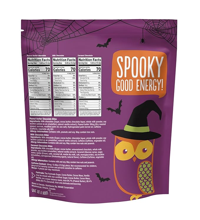 Awake - Caffeinated Chocolate Bites - Limited Edition Boo &amp Bites Milk Chocolate Halloween Variety Pack
