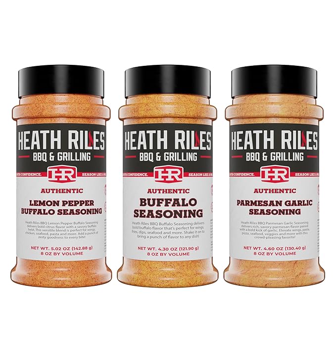 Heath Riles BBQ Rub - BBQ Buffalo Seasoning BBQ Lemon Pepper Buffalo Seasoning and BBQ Parmesan Garlic Seasoning