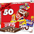 Chocolate Candy Gift Box 50 Mini Milk Chocolate Bars Includes Coffee Crisps KitkatWafers Peanut Free Chocolate Assorted Variety Individually Wrapped Bars For Gifting Red Gift Box