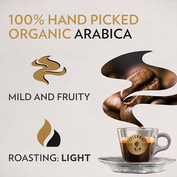 Lavazza ¡Tierra! Organic for Planet Whole Bean Coffee Light Roast 100% Arabica 2.2 lb Bag (pack of 1)