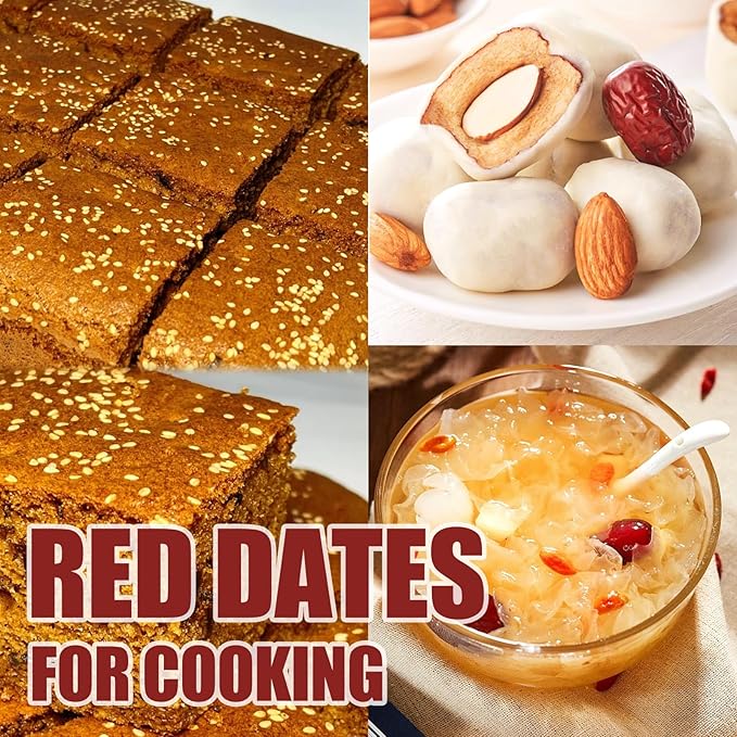 Premium Jujube Date 1LB/453gChinese Red Date Organic 红枣 100% Natural Sweet and Chewy Health Snack Dried Jujube for Snacking Tea Soup Baking or Oatmeal