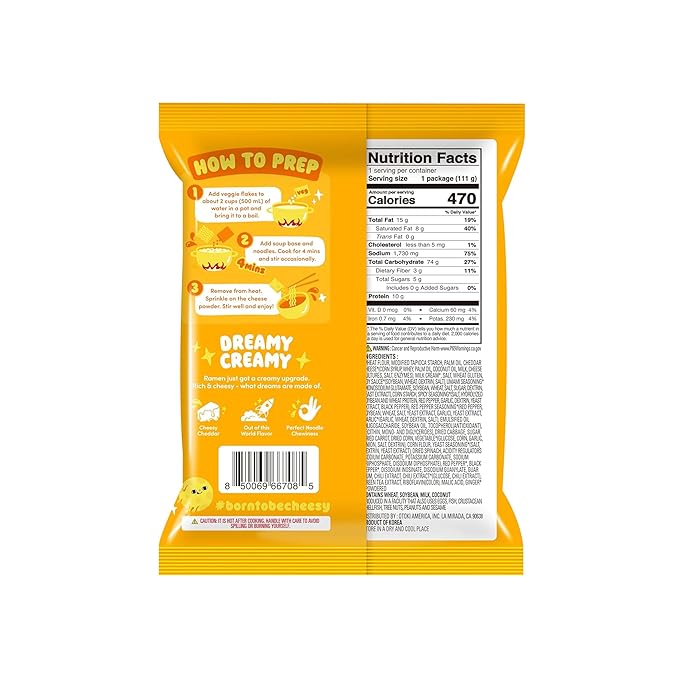 Cheesy Ramen - Cheddar Soup Ramen | Mild Kick Creamy &amp Savory Korean Noodles | 3.92 oz (Pack of 32)