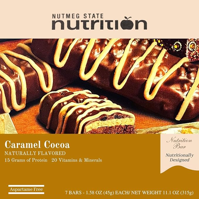 Nutmeg State Nutrition High Protein Bars 7 Servings Per Box (1 Box (7 Servings) Caramel Cocoa)