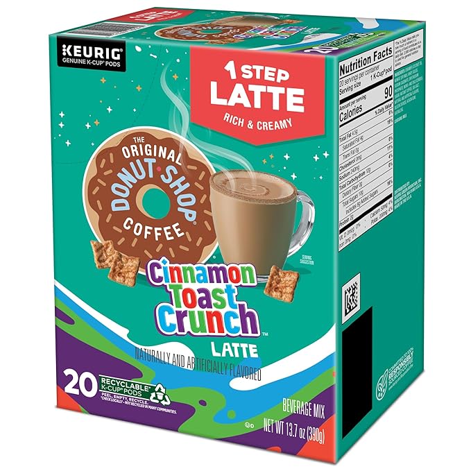 The Original Donut Shop Cinnamon Toast Crunch One-Step Latte Keurig Single Serve K-Cup Pods 20 Count