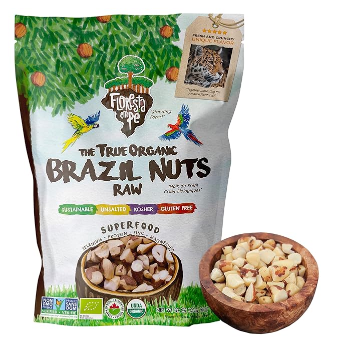Snack The True Organic Broken Brazil Nuts 32 oz – Raw and Unsalted – Healthy-Rich in Vegetable Protein – Fresh Vegan and Gluten Free – Forest Up