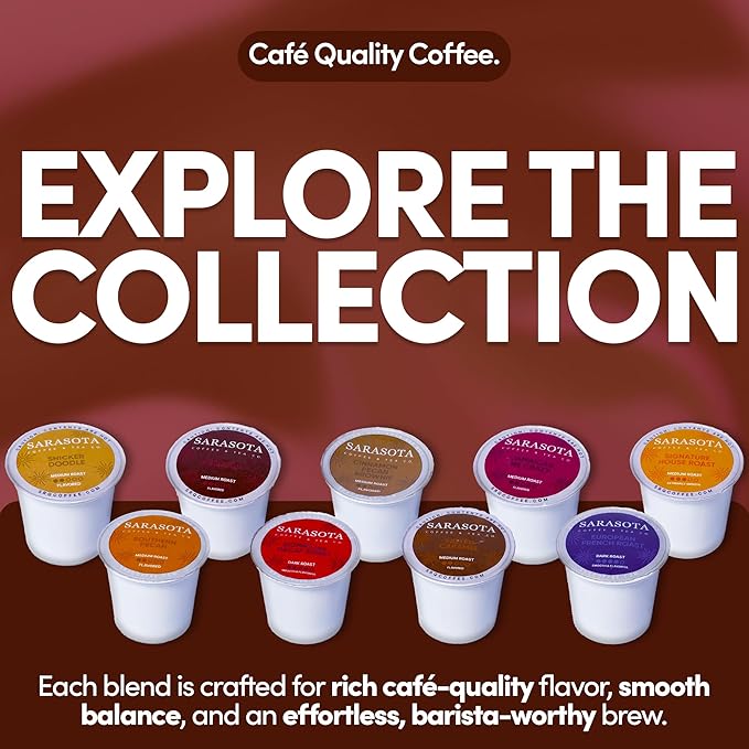 Sarasota K-Cup Coffee Pods | Medium Roast Flavored Coffee | Hazelnut | Single Serve for Keurig Brewers | Gourmet Low Acid Mold Free | 24 Count