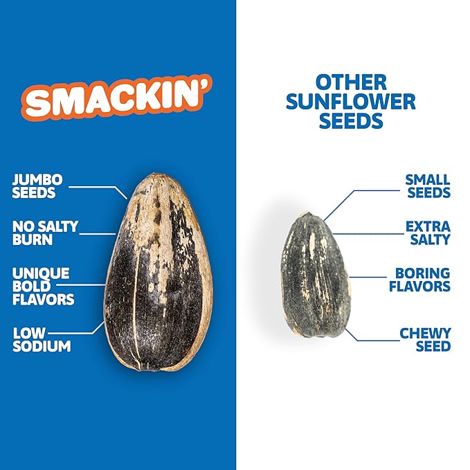 SMACKIN' Sunflower Seeds Roasted Jumbo Small-Batch American Made - Original. 1.5oz bags (36 Pack)