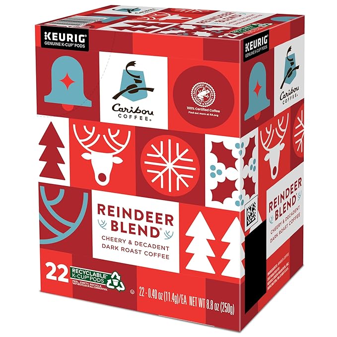 Caribou Coffee Reindeer Blend Single-Serve Keurig K-Cup Pods Dark Roast Coffee Pods 88 Count