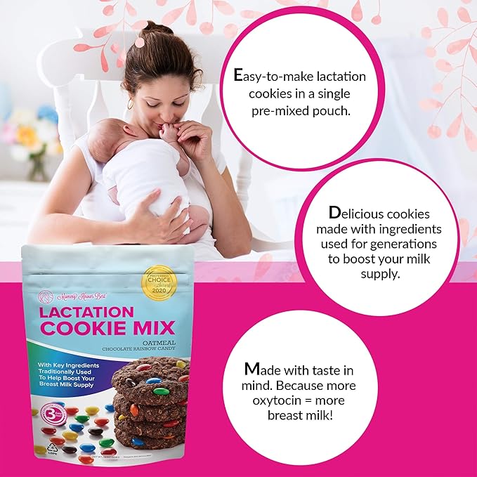 Variety Pack of Lactation Cookies Mix - Oatmeal Breastfeeding Cookie Supplement for Boosting Breast Milk Supply (Rainbow Candy &amp White Chocolate Chip 2 Pounds)